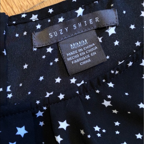 Suzy Shier black stars cap sleeved ruffled top - Picture 2 of 3